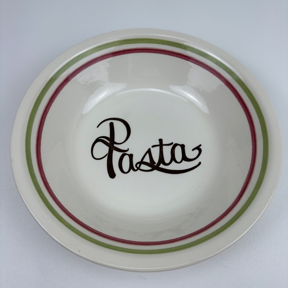 Royal China Co Pasta Serving Bowl 12 Inch Green Burgundy Stripe Made in‎ USA